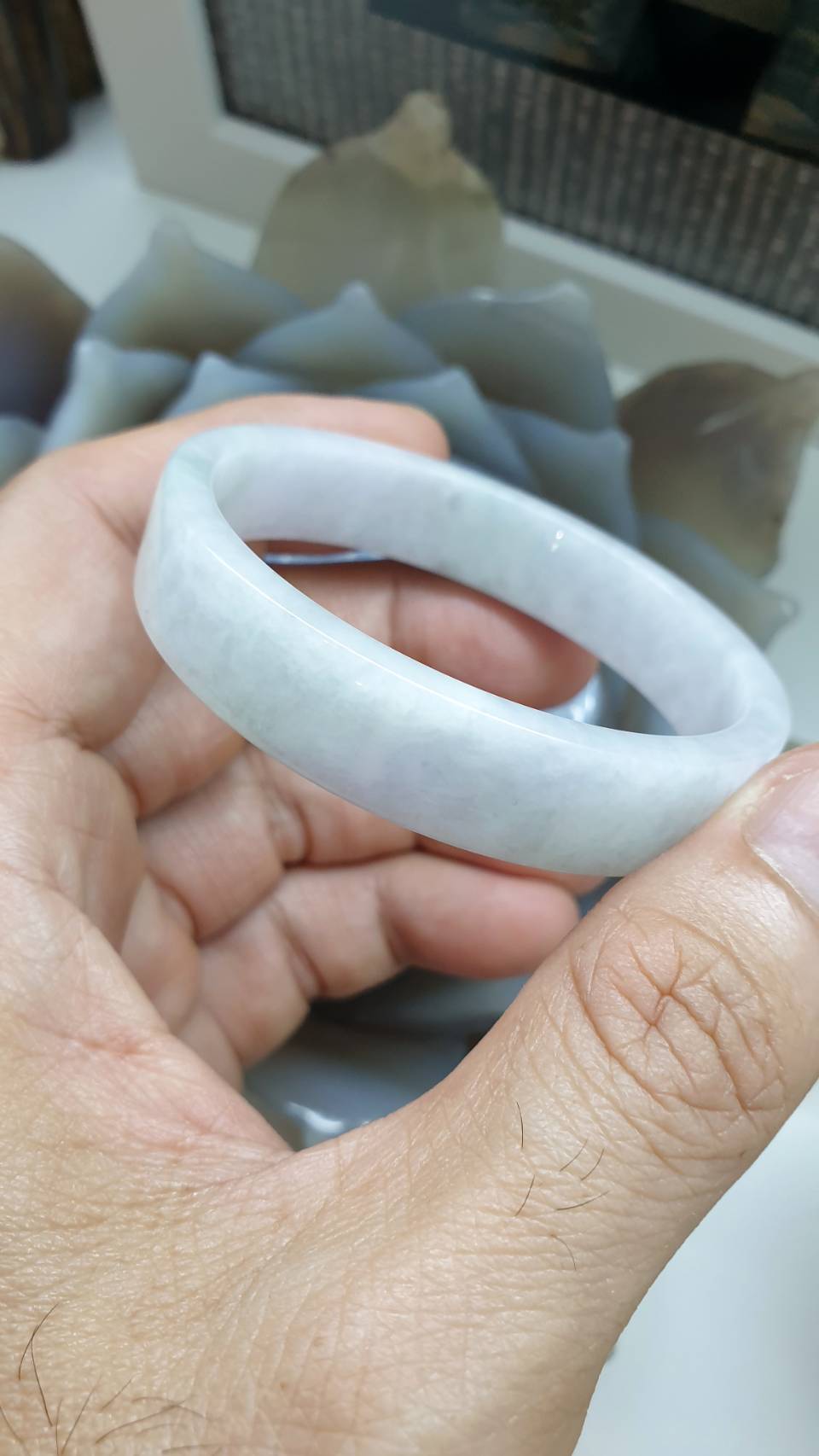 Jade Princess Bangle S52.7 Misty Lavender Fei Cui Type A Myanmar Jadeite