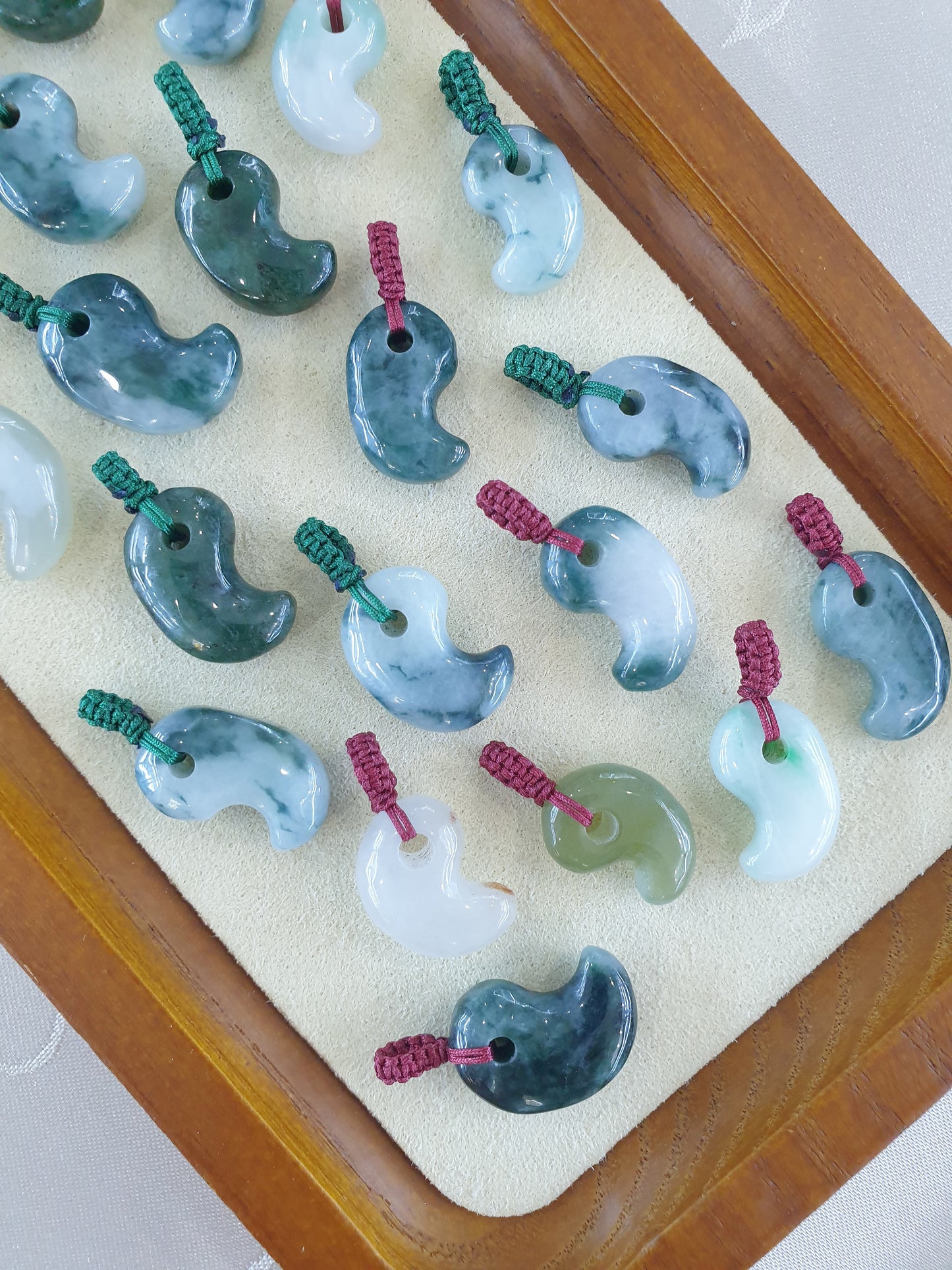 Jade Yin Yang Pendant (Random Pick) | Fei Cui - Type A Jadeite | Handwoven Thread Bail