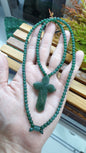 Green Jade Cross Handcrafted Necklace 24inch Fei Cui Type A Natural Jadeite