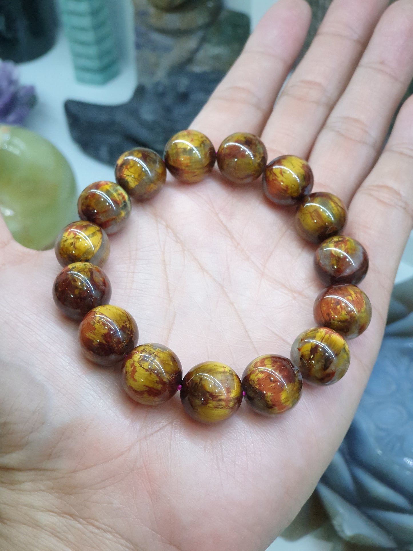 Golden Pietersite Bracelets 17 cm, Natural Gemstone Beaded