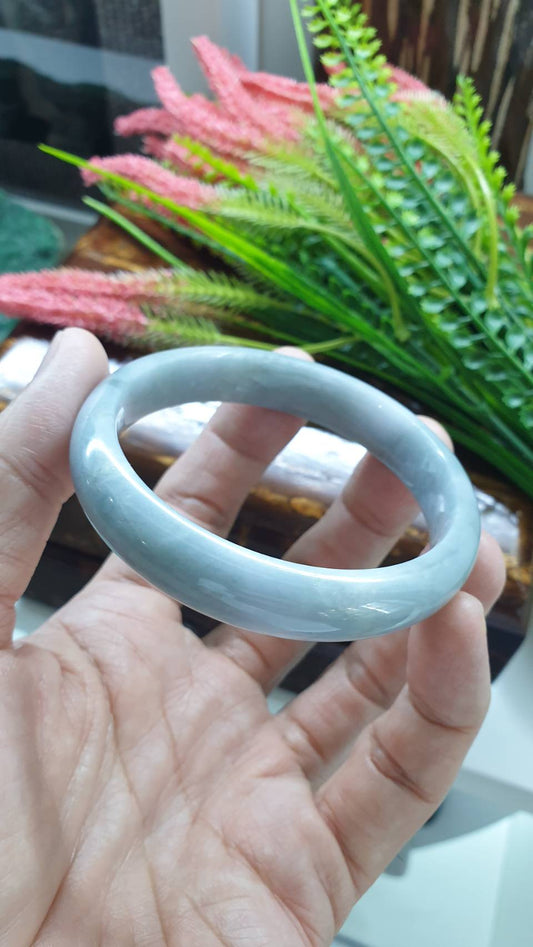 Lavender Jade Vintage Bangle S58 Type A Myanmar Jadeite Natural Blue Tone