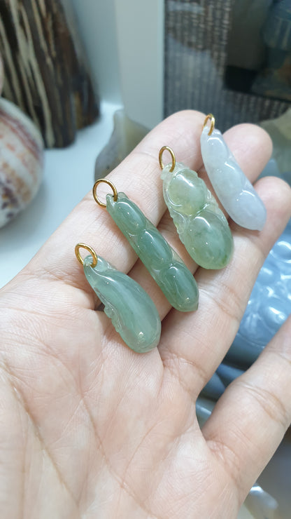 Jade Lucky Charm Pendants (Selection) | Solid Gold Loop Bails | Fei Cui Type A Jadeite