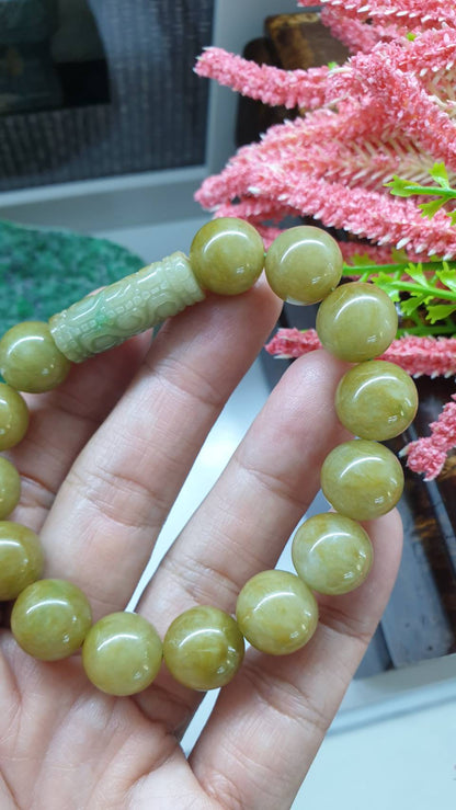 Honey Jade Wish Bracelet 17cm Type A Myanmar Jadeite Natural Yellow Brown