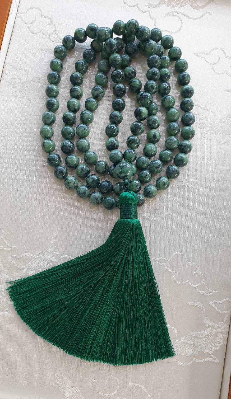 108 Jade Beads Japa Mala: Monk Meditation Beads | Type A Natural Jadeite