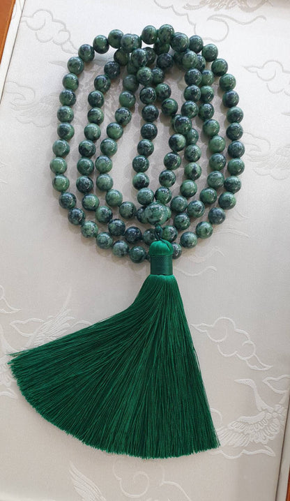 108 Jade Beads Japa Mala: Monk Meditation Beads | Type A Natural Jadeite