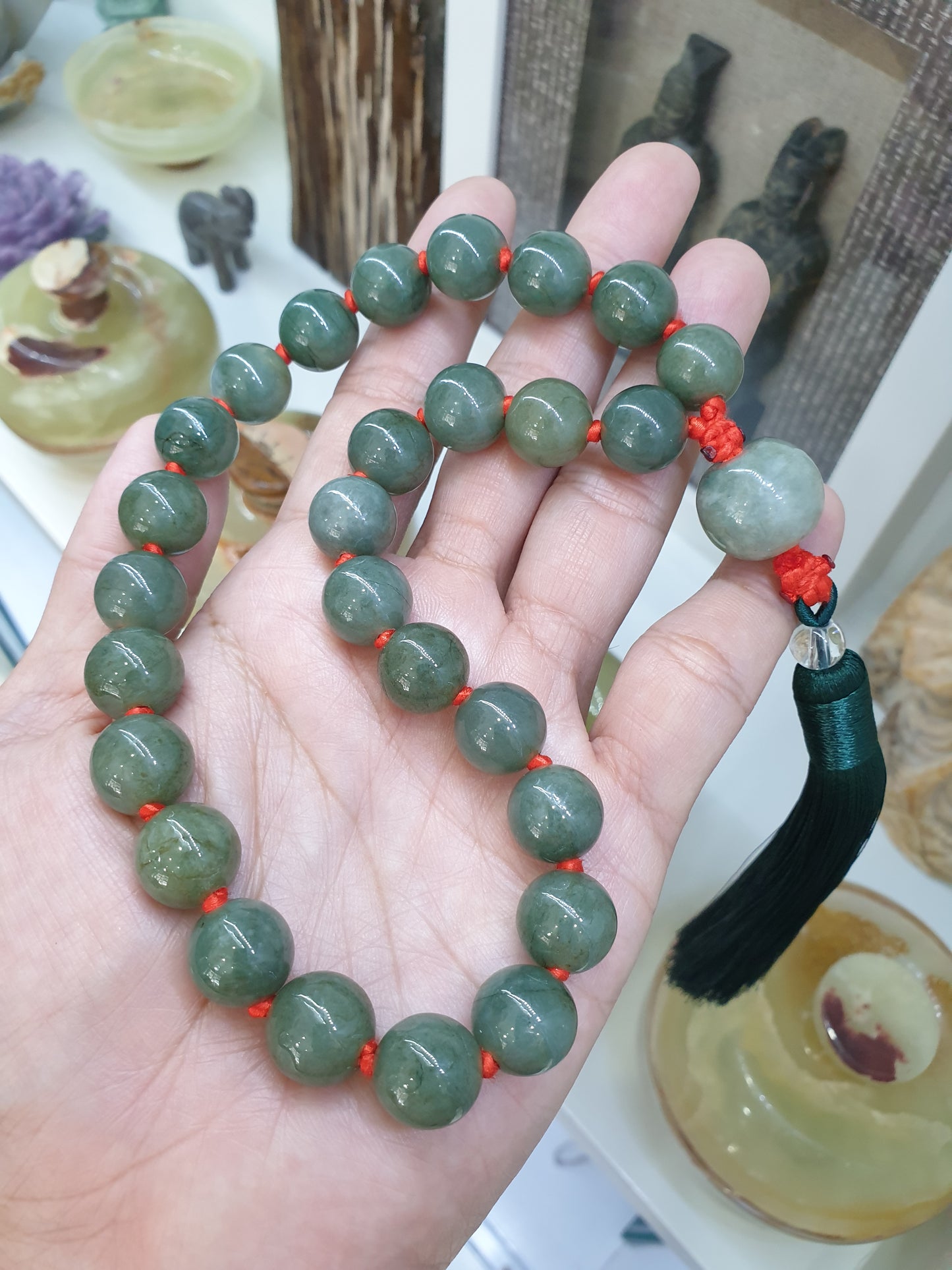 Jade Japa Mala | Green Beads - Type A Jadeite | Handcrafted Lucky  Charms Ideal for Gifting 🎁
