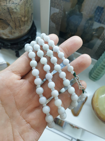 White Jade Beaded Necklace (38") | Vintage Beads - Type A Jadeite | Handcrafted Statement Jewelry