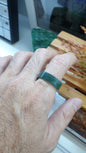 Type A Natural Snowflake Blue Jadeite Square Edge Ring US9.25 to 10.75