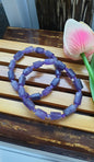 Amethyst Stretch Bracelets 17cm, Natural Gemstone Rugged Cylinder Beads