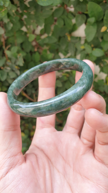 Jade Bangle S58.3 Type A Myanmar Jadeite Natural Forest Green