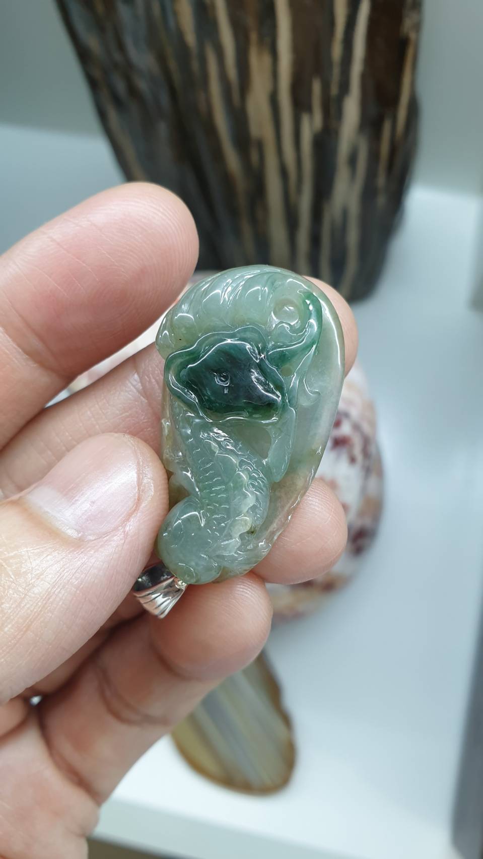 Jade Sky Salamander Pendant | Type A Natural Jadeite | Original Sterling Silver