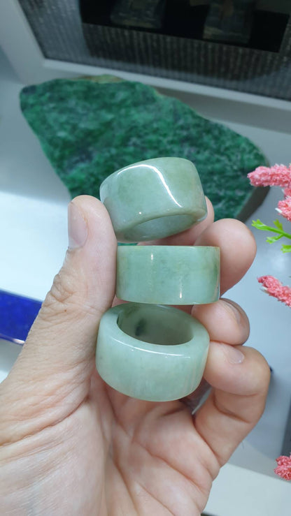 Celadon Green Jade Archers Ring 9.75US 11.25US 12.25US Type A Myanmar Jadeite