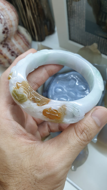 Hok Lok Siew Jade Phoenix Bangle S62 Type A Natural Jadeite