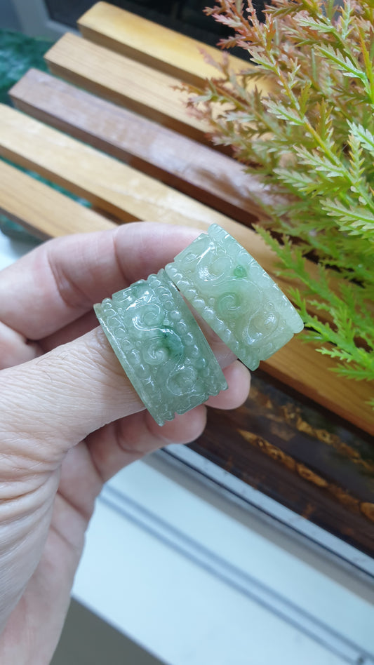Ru Yi Jade Archers Rings 11US Fei Cui Type A Burma Jadeite Vintage Pieces
