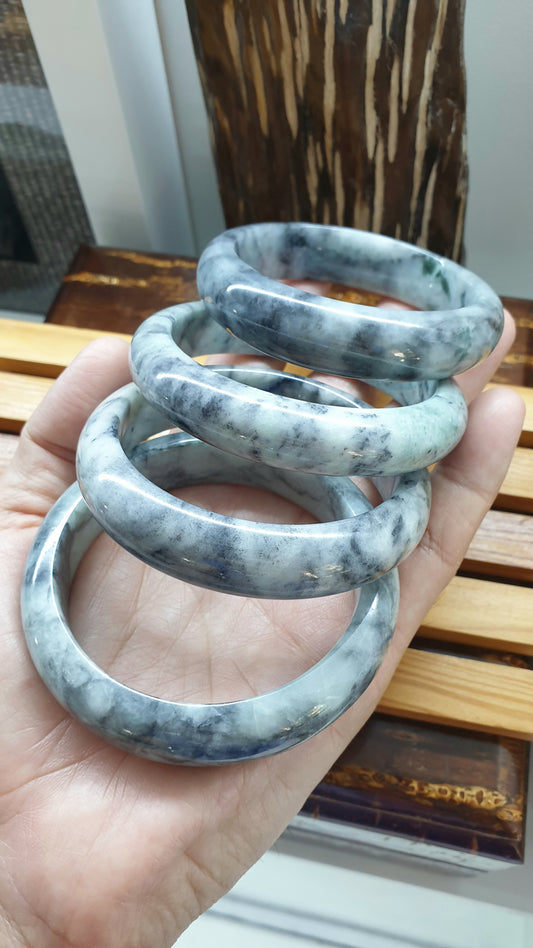 Authentic Jade Bangles Type A Natural Gray Burma Jadeite Sizes
