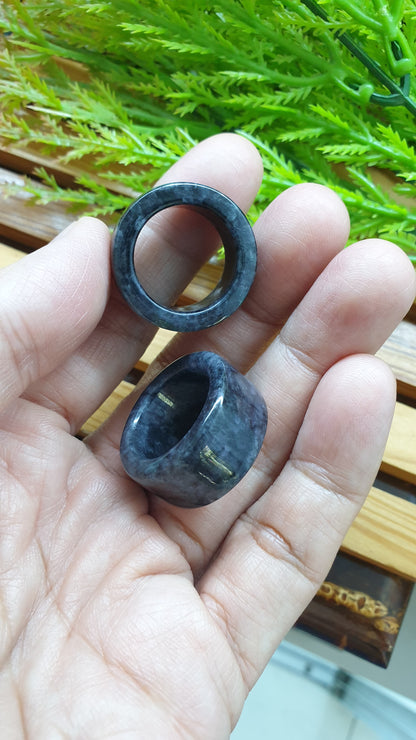 Black Jade Pipe Rings 8.5US Natural Myanmar Jadeite Type A