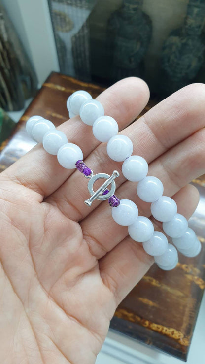 Silky Lavender Jade Beads Necklace (20") | 9K White Gold Toggle | Type A Natural Jadeite