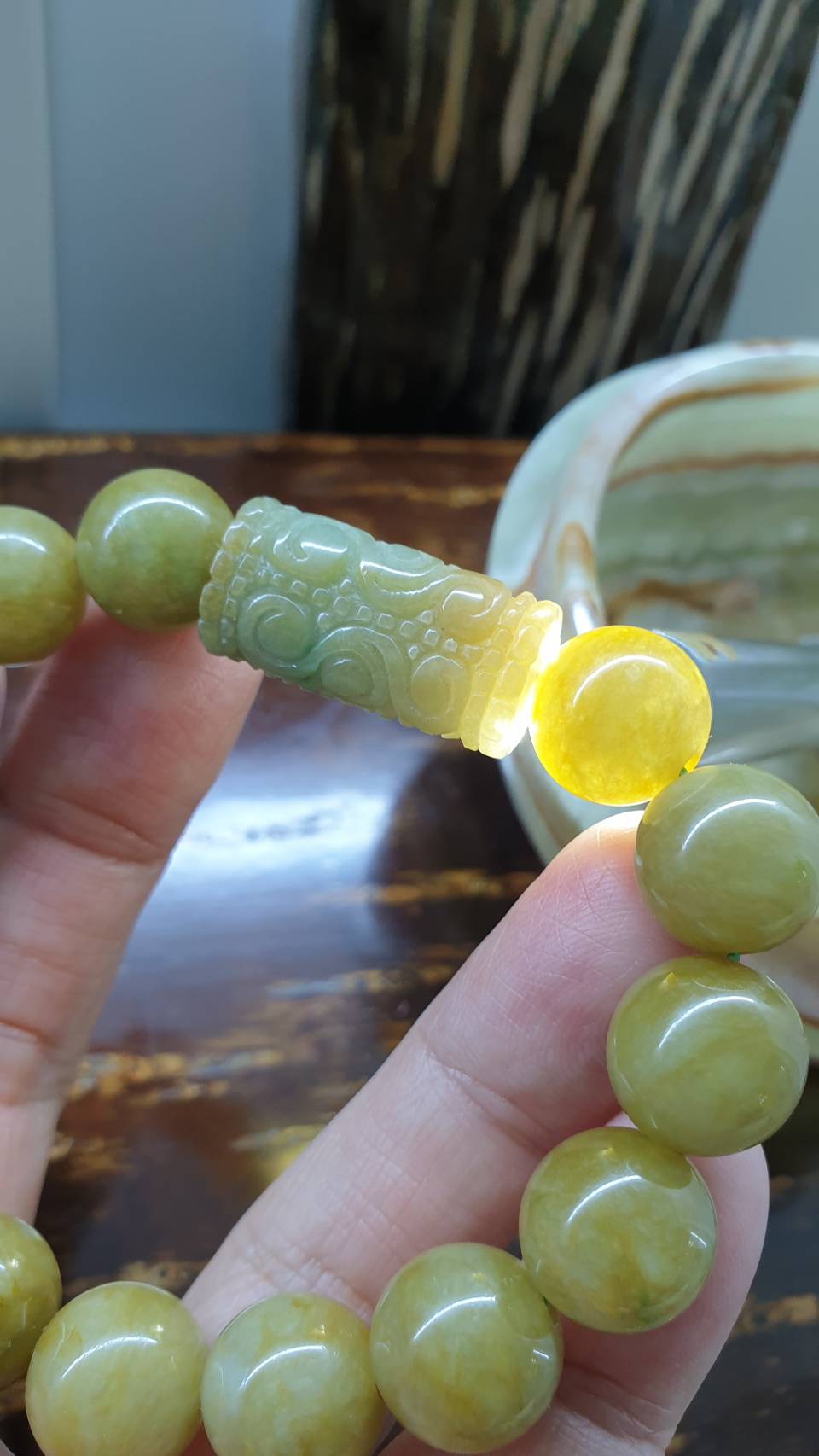 Honey Jade Wish Bracelet 17cm Type A Myanmar Jadeite Natural Yellow Brown