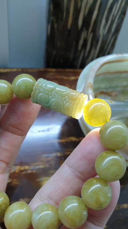 Honey Jade Wish Bracelet 17cm Type A Myanmar Jadeite Natural Yellow Brown
