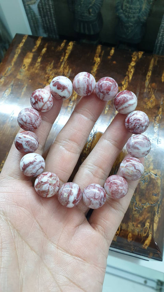 Cinnabar Bracelet (18 cm) | Natural Stone Beads | His or Hers Wrist Accessory