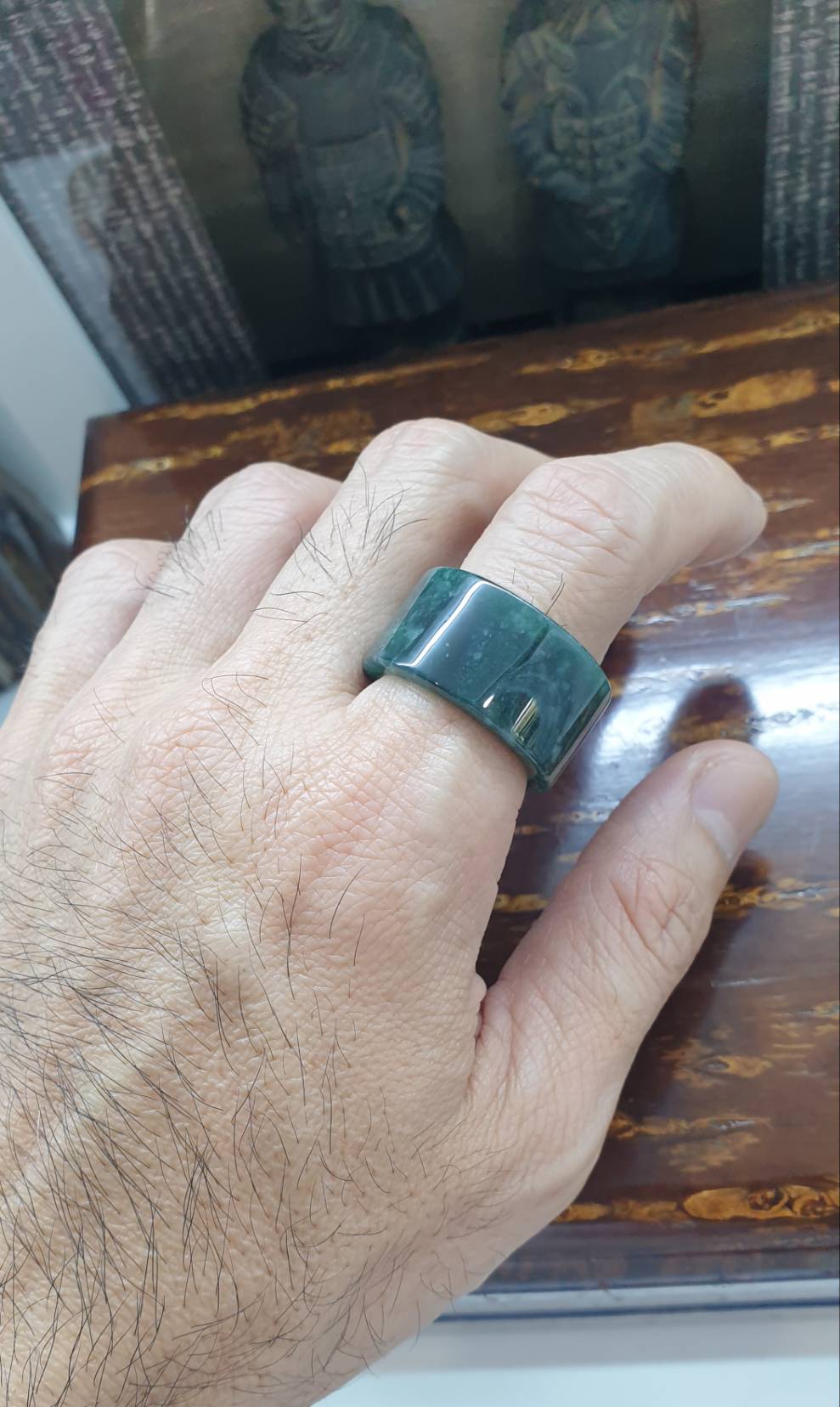 Gent's Style - Blue Jade Ring (12 US) | Type A Natural Jadeite