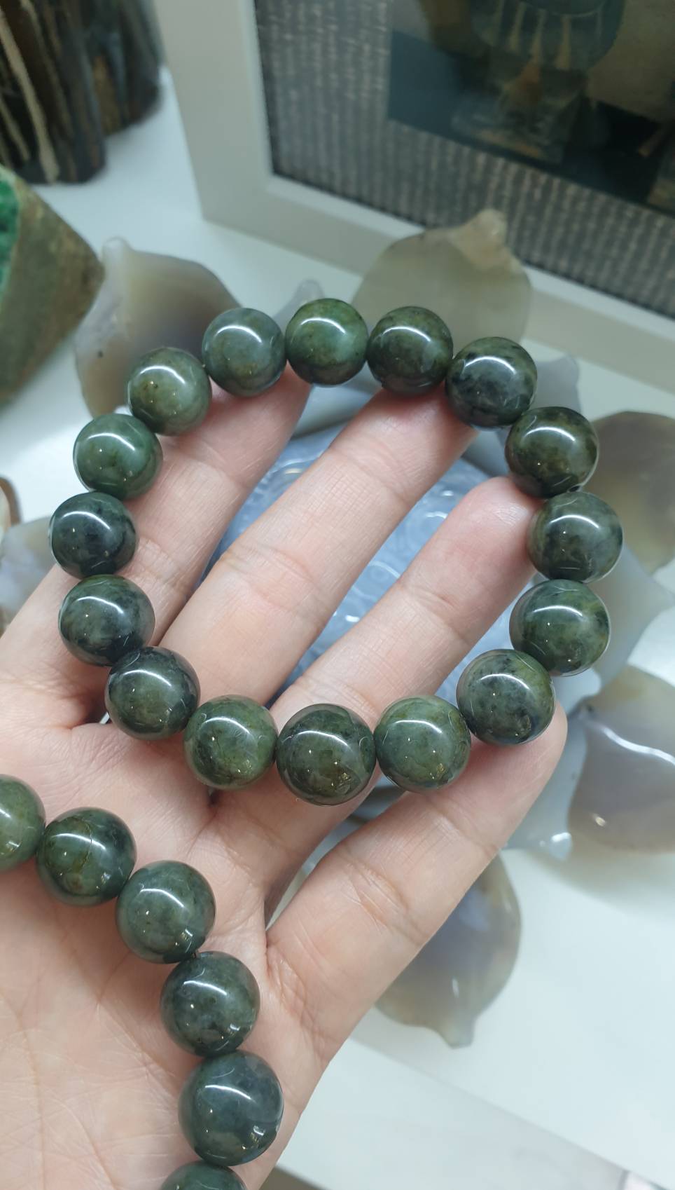 Gent's Style Jade Bracelet (18 cm) | Type A - Natural Honey-Black-Green Jadeite Beads