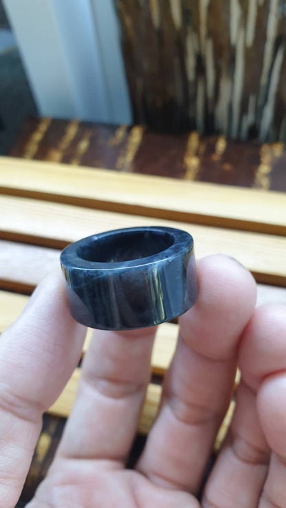 Gray Jade Archer's Ring 10.5 US Type A - Natural Burma Jadeite
