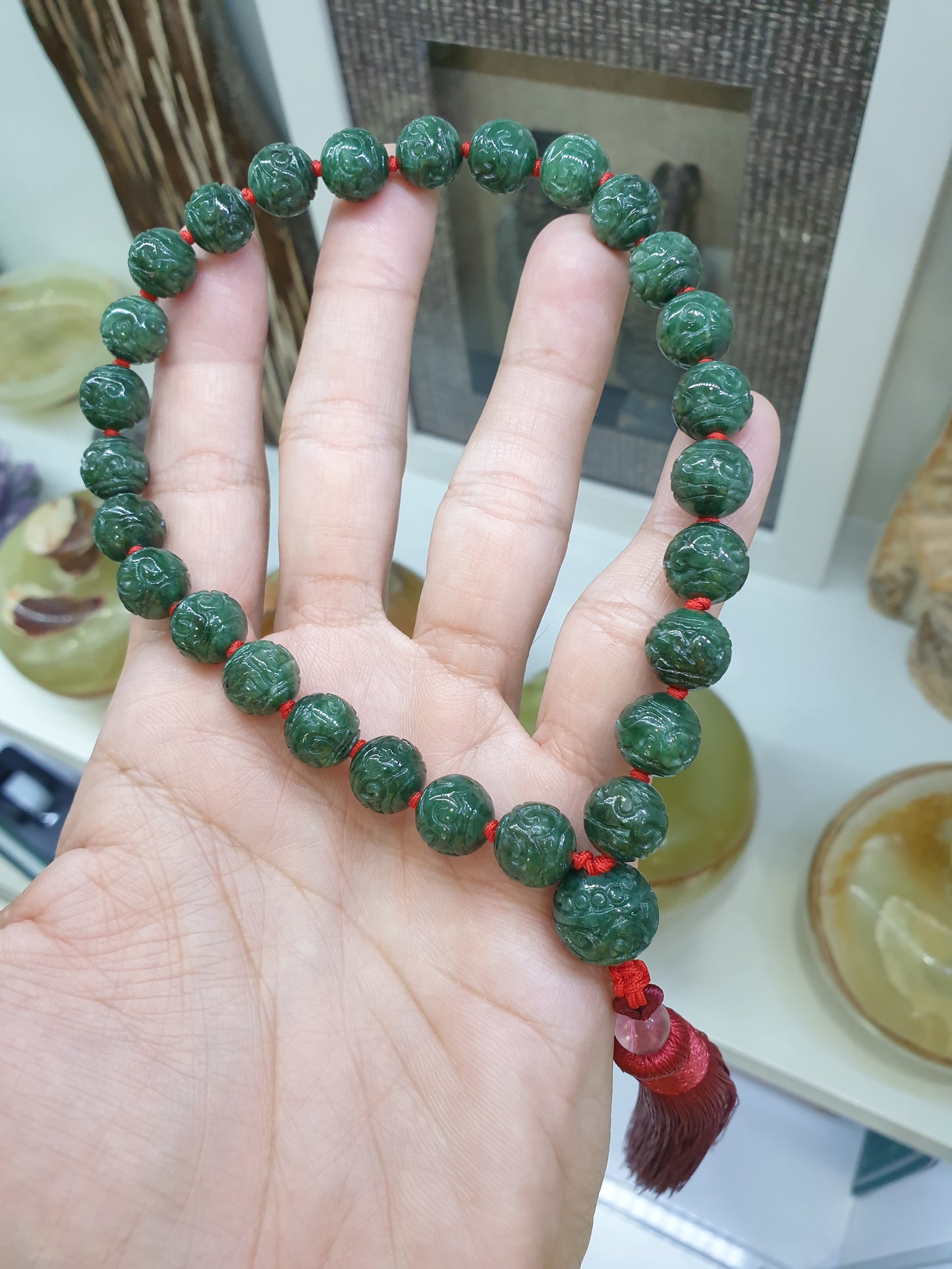 Jade Japa Mala | Ru Yi Beads - Type A Jadeite | Handcrafted Meditation Beads