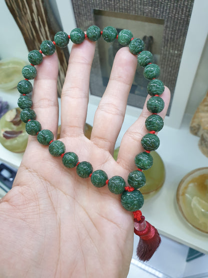 Jade Japa Mala | Ru Yi Beads - Type A Jadeite | Handcrafted Meditation Beads