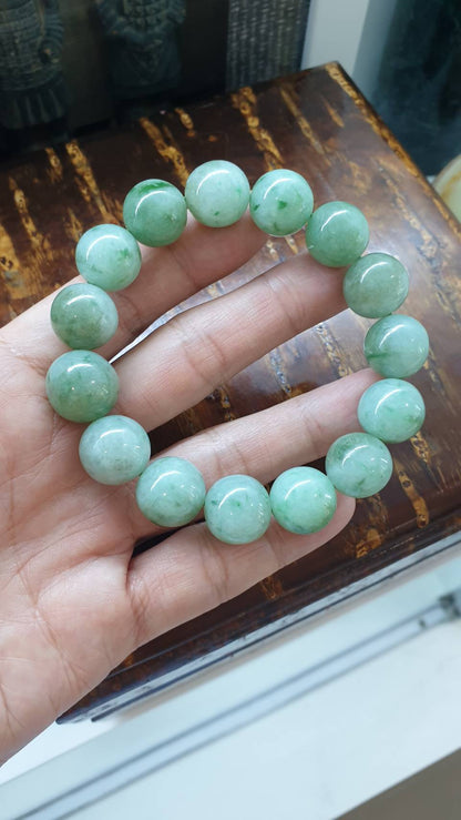 2-Toned Green Jade Bracelet (18 cm) | Type A Natural Jadeite Beads | His or Hers Wrist Accessory