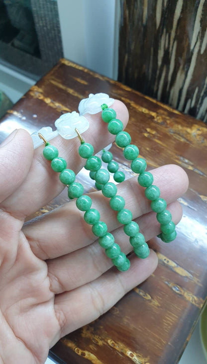 Jade Pixiu Bracelets 16cm Natural Green and White Myanmar Jadeite
