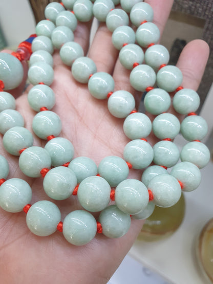 Jade Japa Mala | Light Green Jadeite Beads - Type A | Handcrafted Meditation Beads