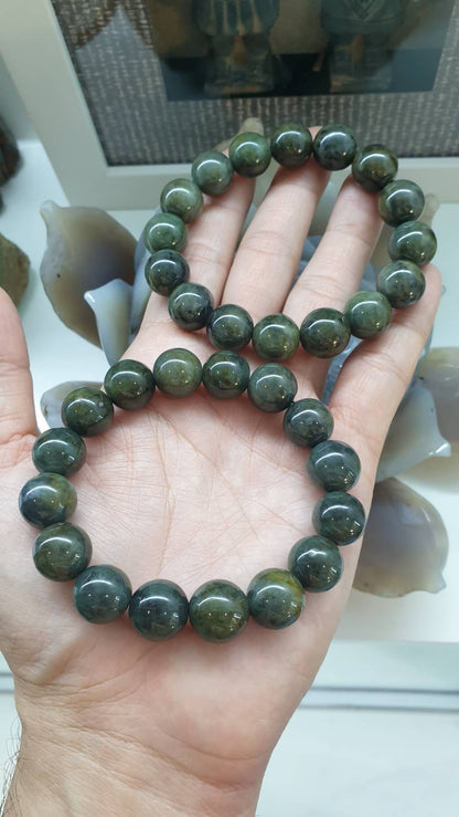 Gent's Style Jade Bracelet (18 cm) | Type A - Natural Honey-Black-Green Jadeite Beads