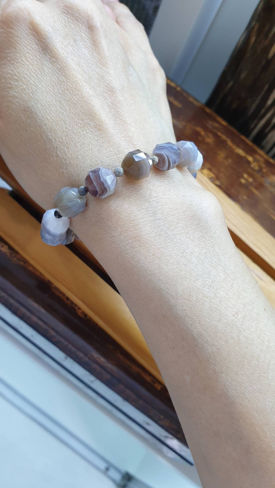 Chic Onyx Bracelets 16 cm - Natural Gemstone Faceted Beads 9 mm
