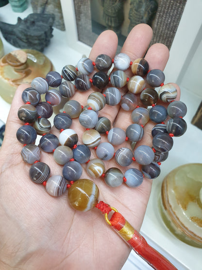 Japa Mala Necklace - Banded Agate | Handcrafted Meditation Beads