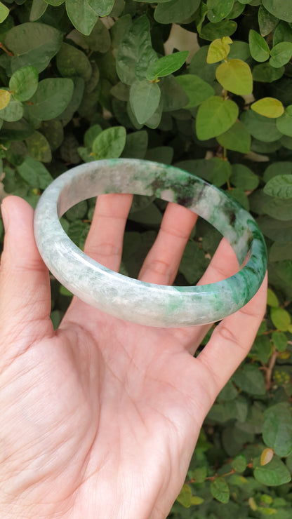 Plus Size Jade Bangle S82.8 Vibrant Green Fei Cui Type A Myanmar Jadeite