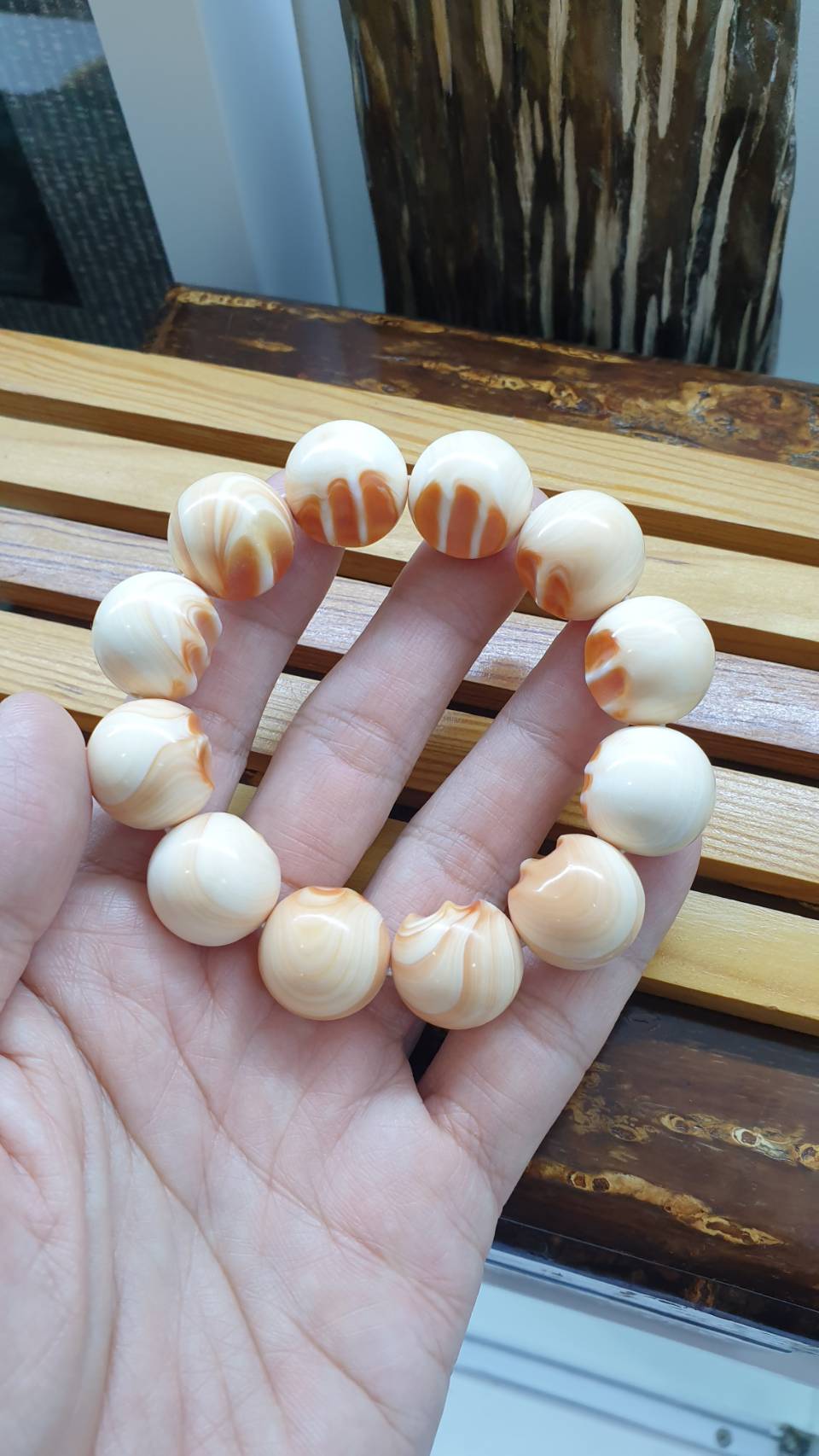 Conch Summer Bracelets 17 cm - Natural Shell, Large Beads