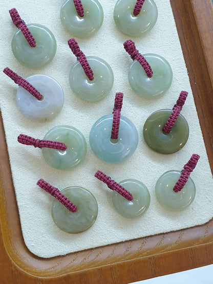 Jade Ping An Kou Pendant (1.5 - 2 cm) (Random Pick) | Fei Cui - Type A Jadeite | Handwoven Thread Bail