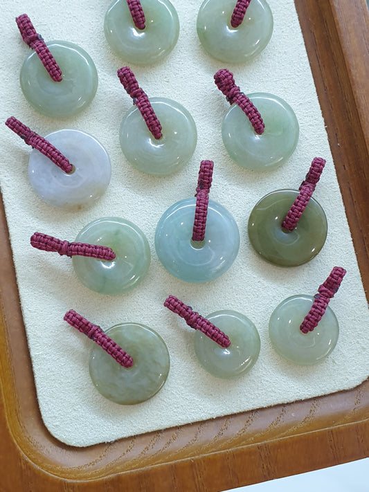 Jade Ping An Kou Pendant (1.5 - 2 cm) (Random Pick) | Fei Cui - Type A Jadeite | Handwoven Thread Bail