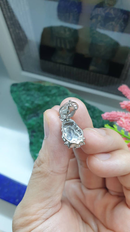 Jade Wu Lou Sterling Silver Locket Pendant Type A Natural Imperial Green Jadeite