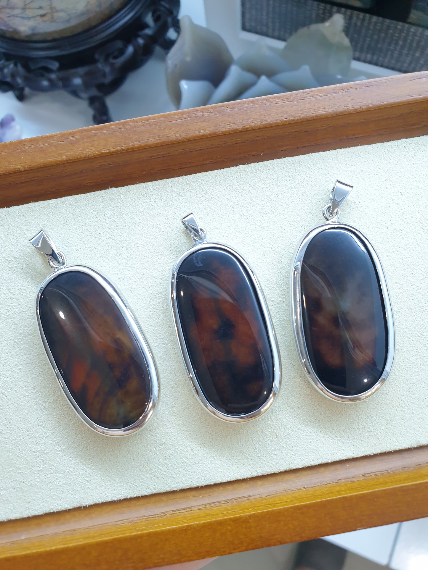 Fire Agate Dog Tag Pendant (Selection) | Natural Stone & Authentic Sterling Silver | His or Hers Gift Idea
