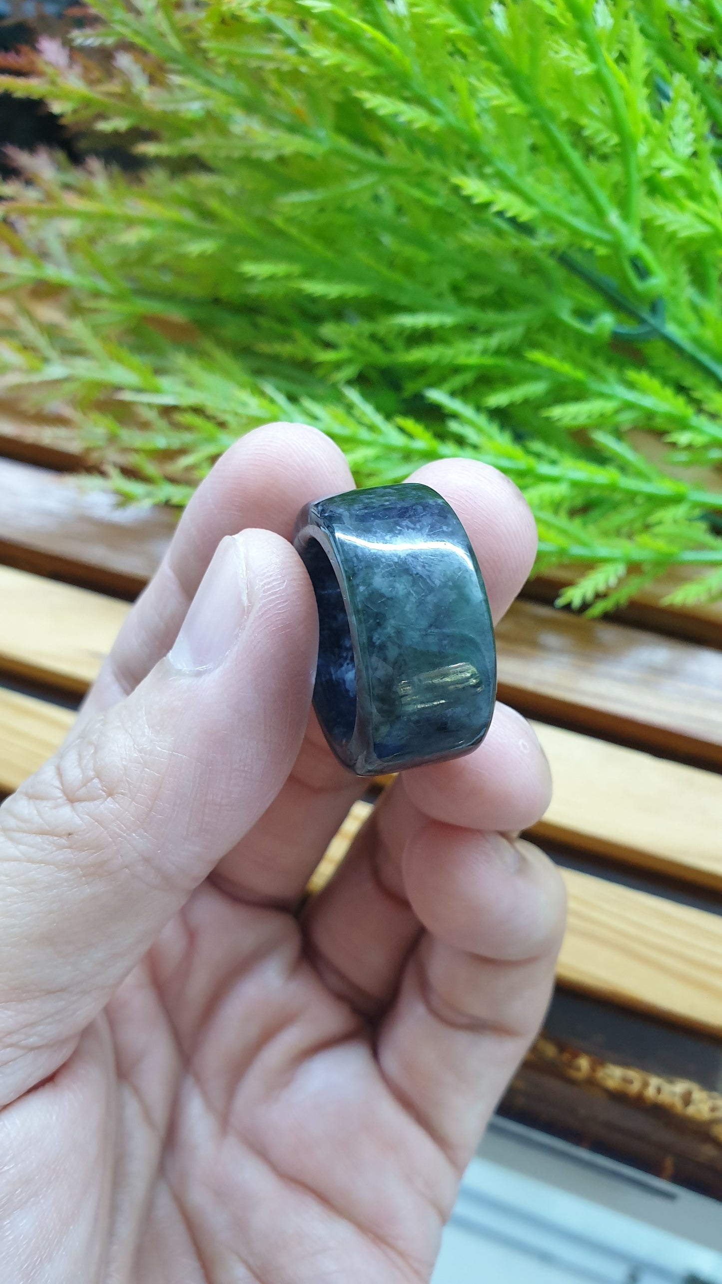 Black Jade Pipe Rings 8.5US Natural Myanmar Jadeite Type A