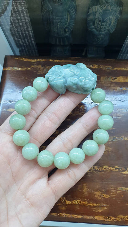 Jade Pixiu Bracelet 🐉, 17 - 18 cm (Selection) | Type A Natural Jadeite | His or Hers Luckycharm Wristcandy