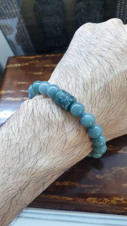 Blue Jade Ru Yi Bracelet (17 cm) | Ru Yi Bead Charm (Selection) | Type A Natural Jadeite