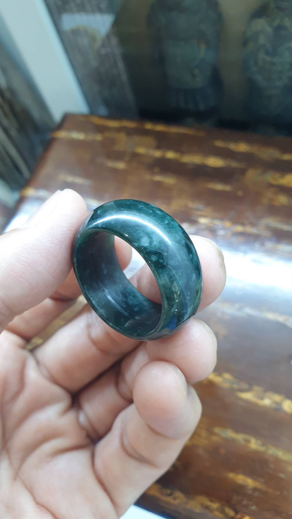 Gent's Style - Deep Blue Jade Ring (14.5 US) | Type A Natural Jadeite