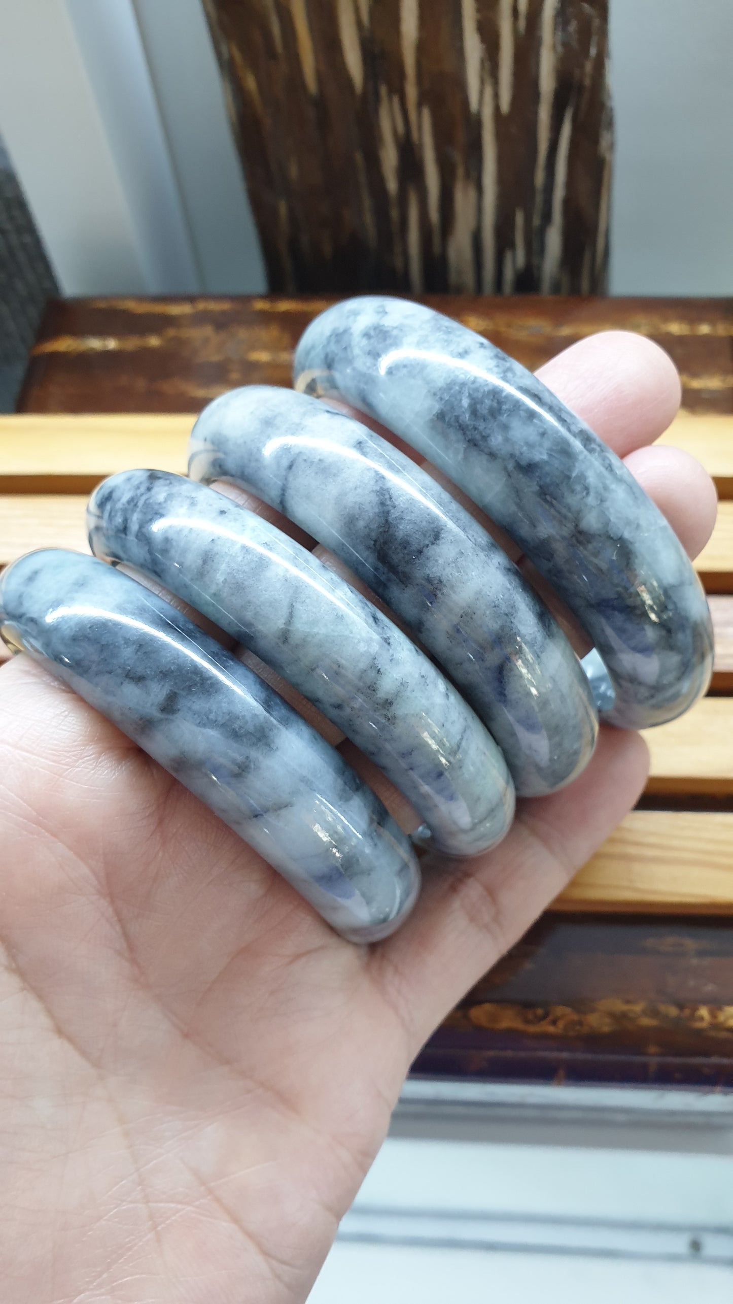 Authentic Jade Bangles Type A Natural Gray Burma Jadeite Sizes