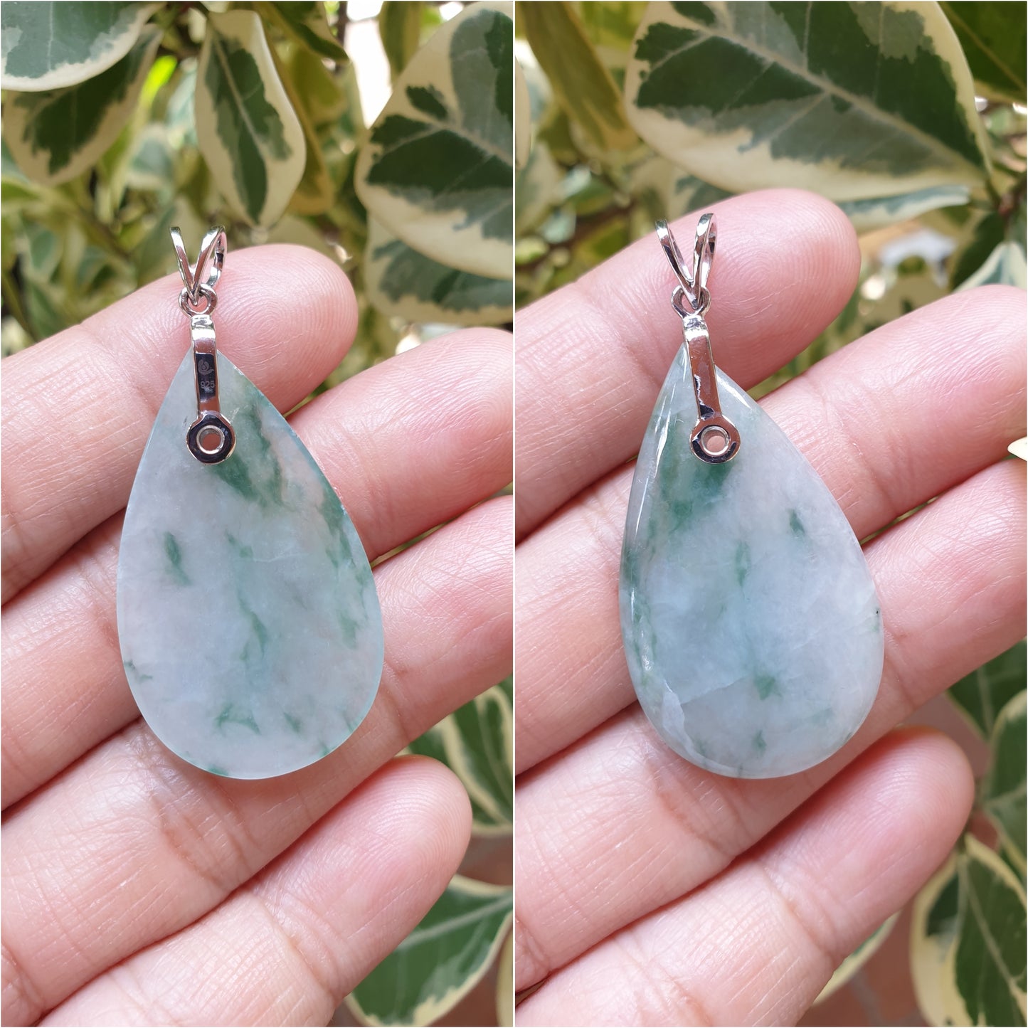 Jade Drop Pendant (Selection) | Fei Cui - Type A Jadeite | Sterling Silver