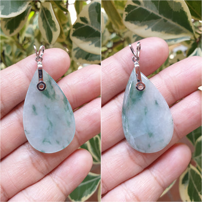 Jade Drop Pendant (Selection) | Fei Cui - Type A Jadeite | Sterling Silver