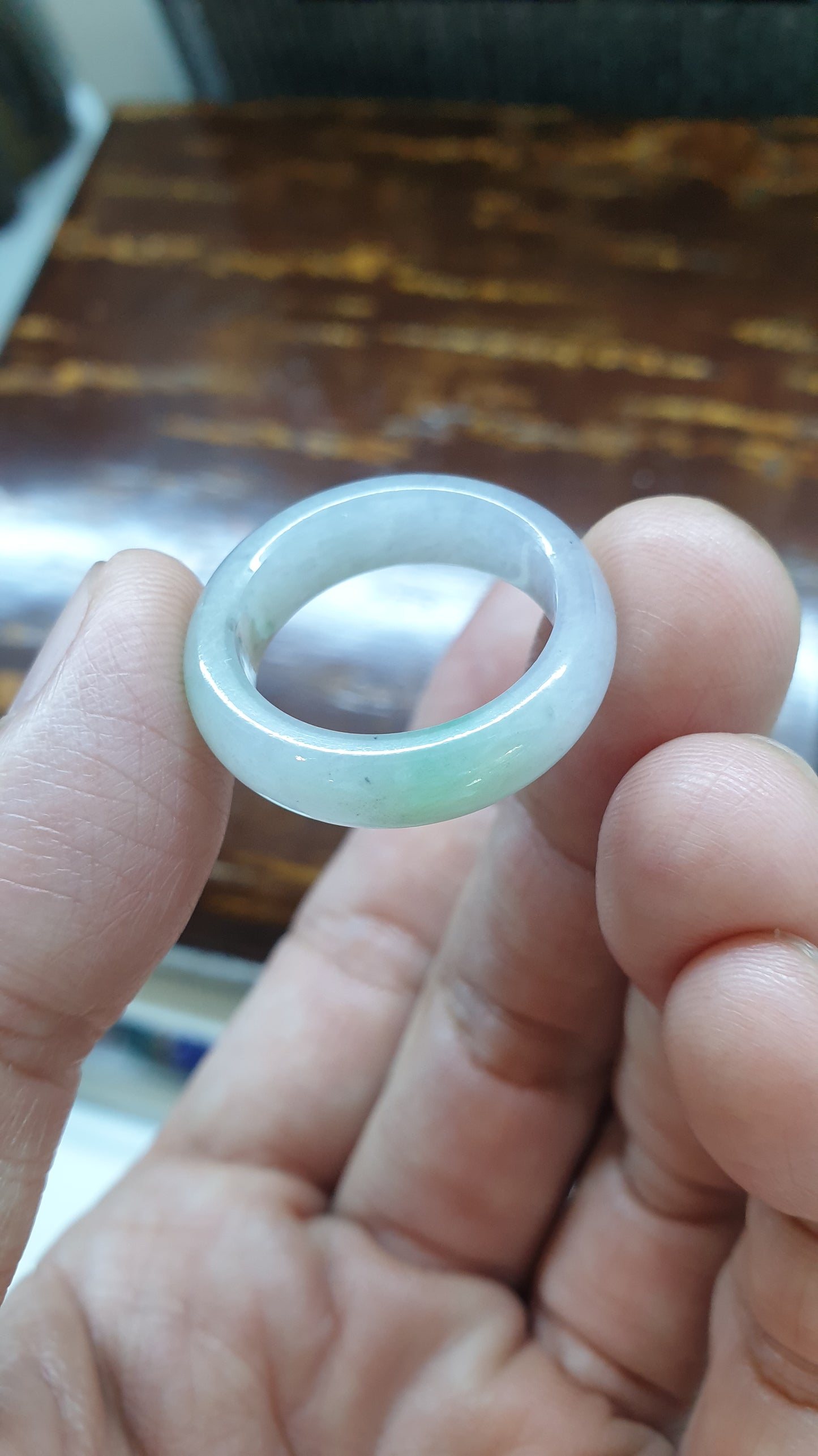 Silky Lavender Jade Ring Fei Cui Type A Natural Jadeite Size 9.5 US