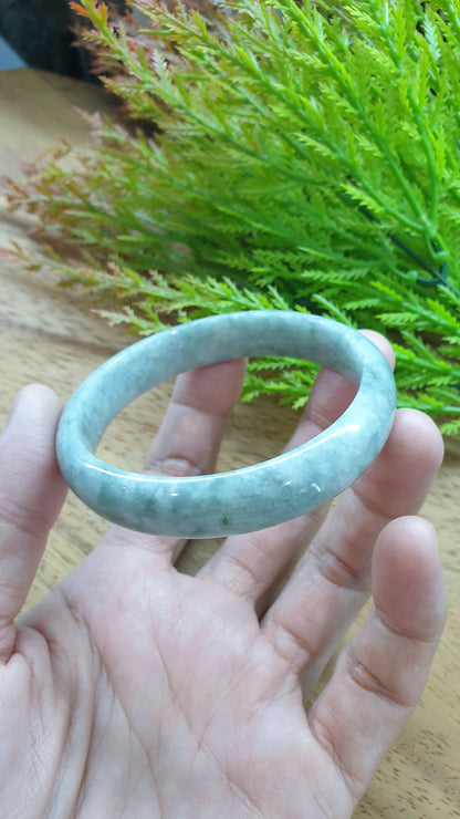 Jade Bangle S59.3 Fei Cui Burma Jadeite Type A Natural Ash Green